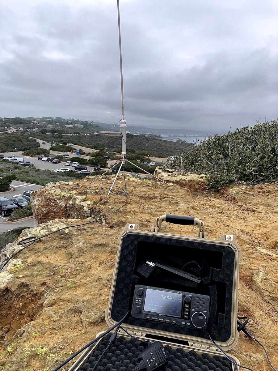 Icom IC-705 and Wolf River Coil at Cabrillo National Monument in San Diego